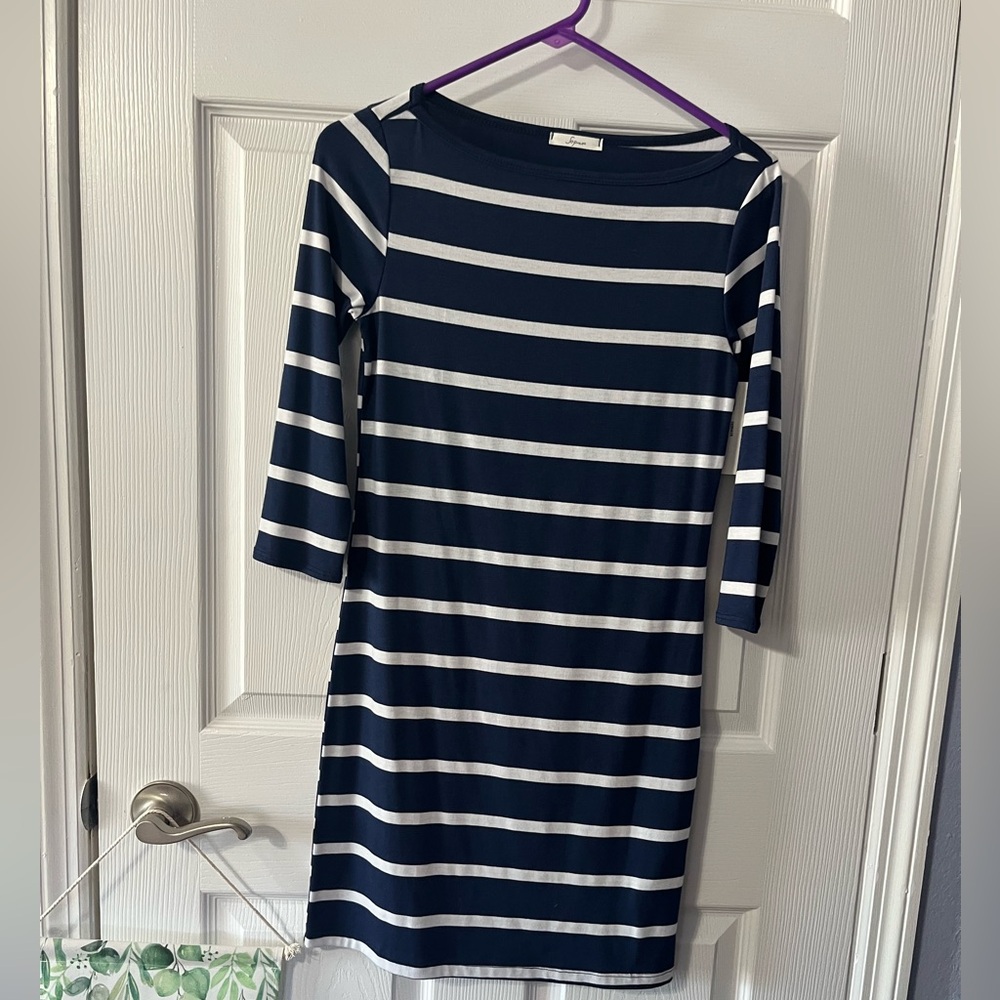 Navy & white striped 3/4 sleeve dress.  Brand new, with tags.